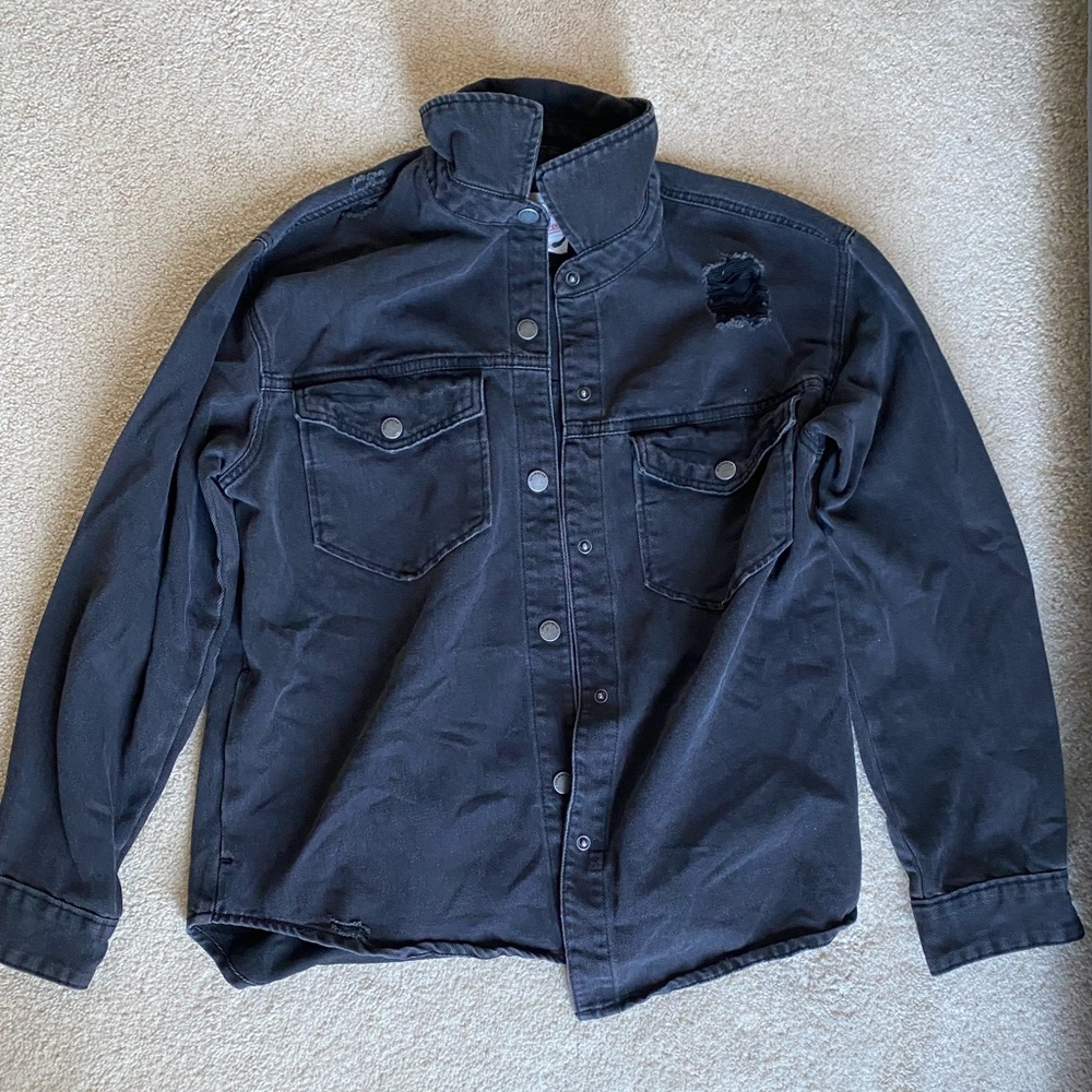 Stoosh Vintage Denim Washed Black Denim Jacket
